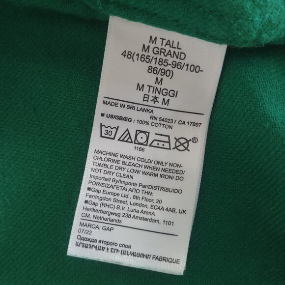 Gap Men's Medium Tall 100% cotton soft flannel green button down shirt - Picture 14 of 14
